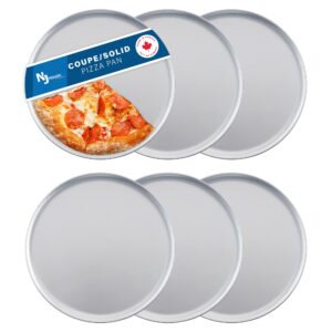 norjac pizza pan 16 inch, 6 pack baking tray coupe solid style, pure food-grade aluminum, made in canada, rust free