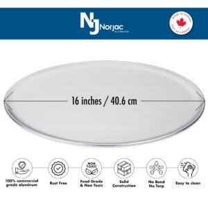 Norjac Pizza Pan 16 inch, 6 PACK Baking Tray Coupe Solid Style, Pure Food-Grade Aluminum, Made in Canada, Rust Free