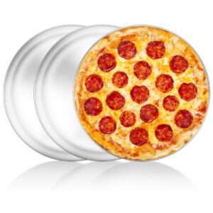 yododo pizza pan set of 3, stainless steel pizza pie pan tray platter pizza tray, round pizza dish plate for oven baking, healthy metal pizza baking cooking pan for oven - size of 12 inch