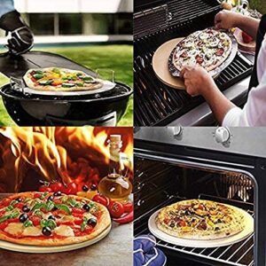 13 Inch Round Pizza Stones for Grill and Oven, Cordierite Baking Stones Set with Serving Rack & Cutter, Durable and Safe Cooking Stone Pan for Bread