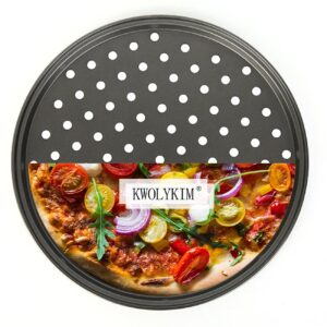 fvlfil enenfeifei pizza pans with holes 12 inch bottom in diameter pizza pan dishwasher safe perfect results premium non-stick bakeware pizza crisper pans (1 pack)
