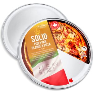 crown pizza pans 14 inch, 2 pack, sturdy, rust free, pure aluminum, made in canada, 14" pizza plates