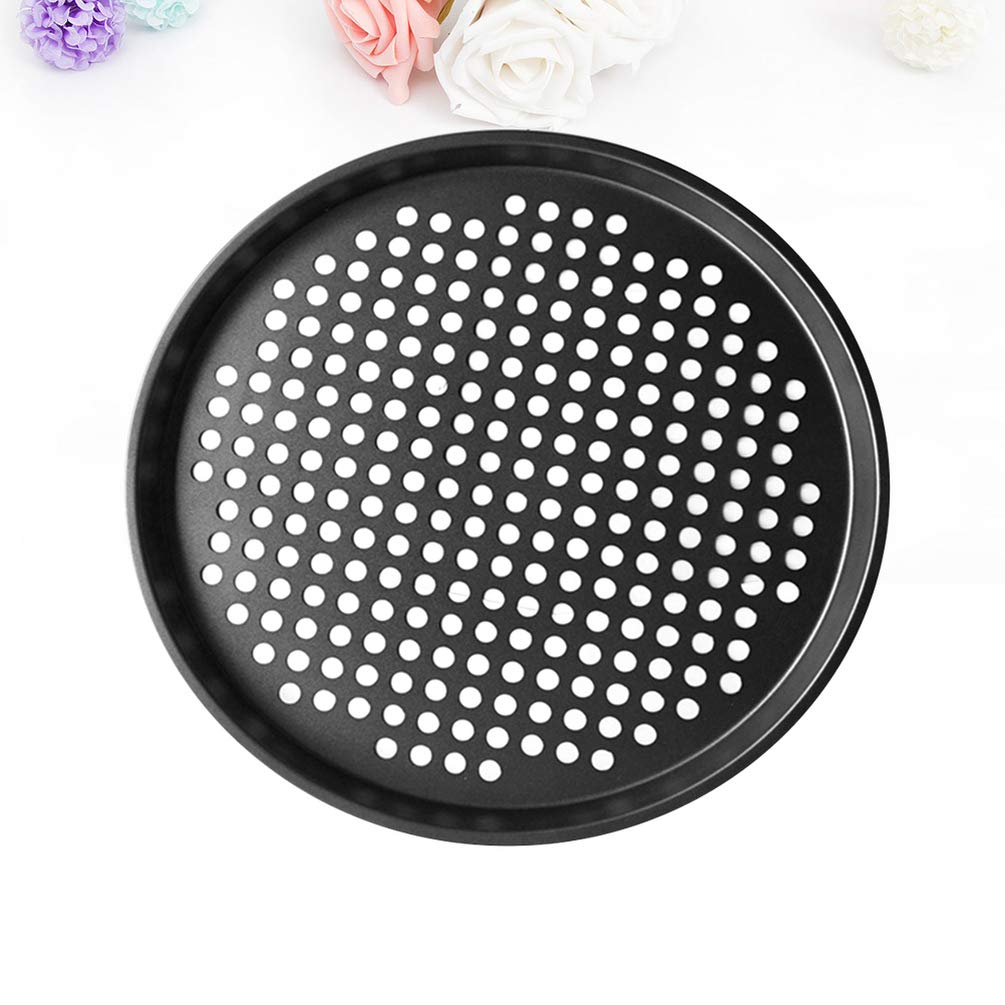 DOITOOL 1PCS Round Pizza Pan Nonstick 11 Inch Pizza Pan with Holes,Pizza Baking Pan for Oven Baking Supplies (Black,28x28x1cm)