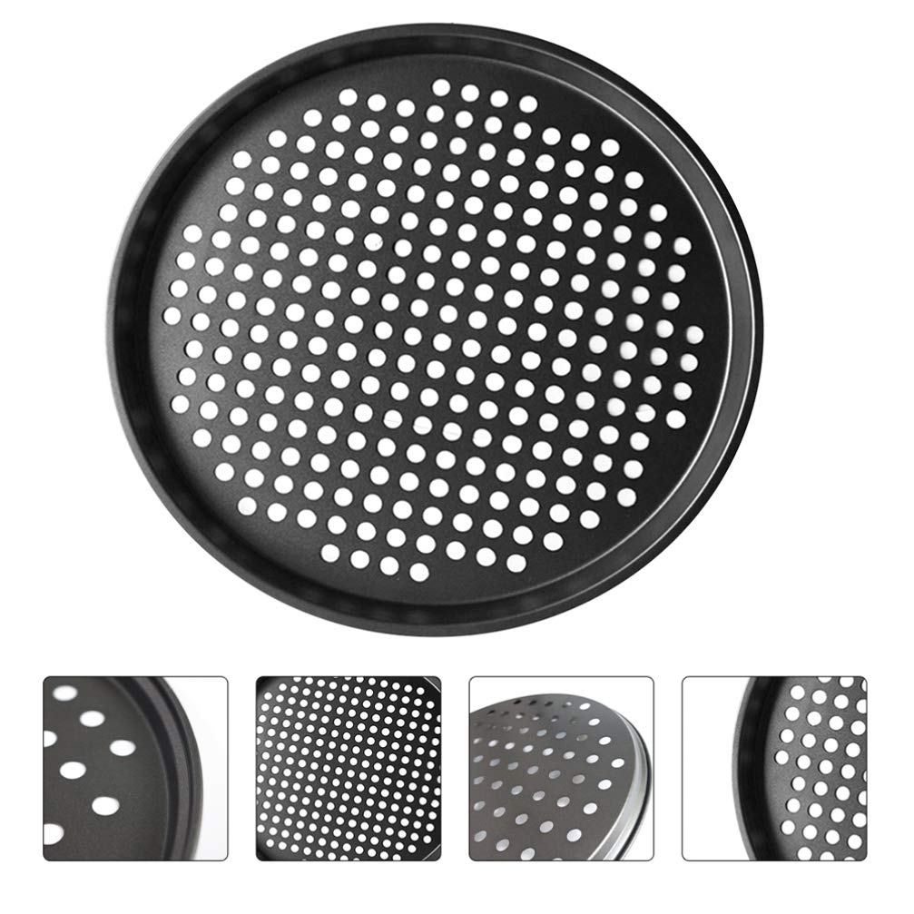 DOITOOL 1PCS Round Pizza Pan Nonstick 11 Inch Pizza Pan with Holes,Pizza Baking Pan for Oven Baking Supplies (Black,28x28x1cm)