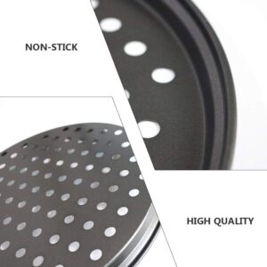 DOITOOL 1PCS Round Pizza Pan Nonstick 11 Inch Pizza Pan with Holes,Pizza Baking Pan for Oven Baking Supplies (Black,28x28x1cm)
