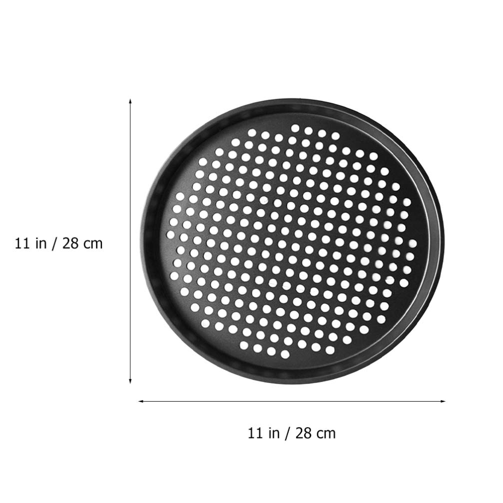 DOITOOL 1PCS Round Pizza Pan Nonstick 11 Inch Pizza Pan with Holes,Pizza Baking Pan for Oven Baking Supplies (Black,28x28x1cm)