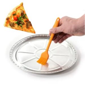 KACOOMA 12" Disposable Foil Pizza Pan Trays - 12 Pack Round Pizza, Focaccia, Cookies, Cakes - With 8" Silicone Basting Brush