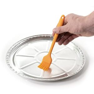 KACOOMA 12" Disposable Foil Pizza Pan Trays - 12 Pack Round Pizza, Focaccia, Cookies, Cakes - With 8" Silicone Basting Brush