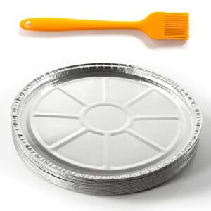 KACOOMA 12" Disposable Foil Pizza Pan Trays - 12 Pack Round Pizza, Focaccia, Cookies, Cakes - With 8" Silicone Basting Brush