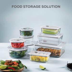 FineDine 20-Piece Glass Food Storage Container Set - 100% Leakproof, BPA-Free, and Oven Safe - Perfect for Meal Prep and On-the-Go (Grey)