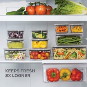 FineDine 20-Piece Glass Food Storage Container Set - 100% Leakproof, BPA-Free, and Oven Safe - Perfect for Meal Prep and On-the-Go (Grey)