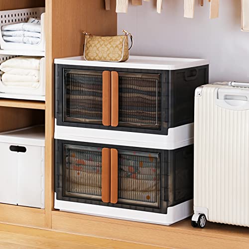 Storage Cabinet - Room Organizer, Plastic Shelves Organizer, Storage Bins with Lids, Collapsible Outdoor Storage Box, 19 Gal Office Organization, Stackable Bookshelf, 4 Pack Cube Storage Organizer