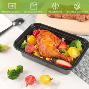 Moretoes 50 Pack Meal Prep Containers Reusable 24 Oz, Disposable Food Storage, Plastic Containers for Lunch-Microwave, Freezer, Dishwasher Safe