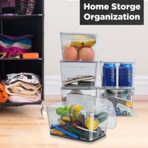 AREYZIN Clear Storage Bins with Lids Kitchen Storage and Organizer 6 Pack Stackable Refrigerator Organizer Bins Lidded Pantry Organization and Storage Containers, 6.8 Quart