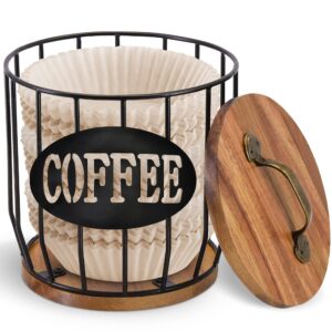 esbainia coffee filter holder storage, large capacity coffee pod holder organizer, coffee filters holder with lid, coffee station organizer and coffee bar accessories, coffee bar decor