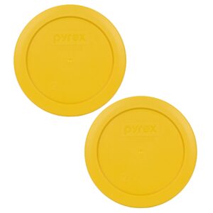 pyrex 7200-pc 2 cup butter yellow round plastic food storage lids - 2 pack made in the usa
