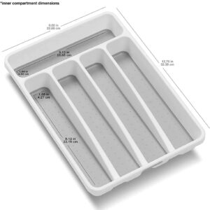 Madesmart Mini 5-Compartment Premium Antimicrobial Plastic Silverware Tray for Drawers, Cutlery and Utensil Tray Kitchen Drawer Organizer, White