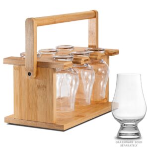 CairnCaddy Bamboo Whiskey Glass Holder - Carrier and Drying Rack for Whisky Tasting Glassware