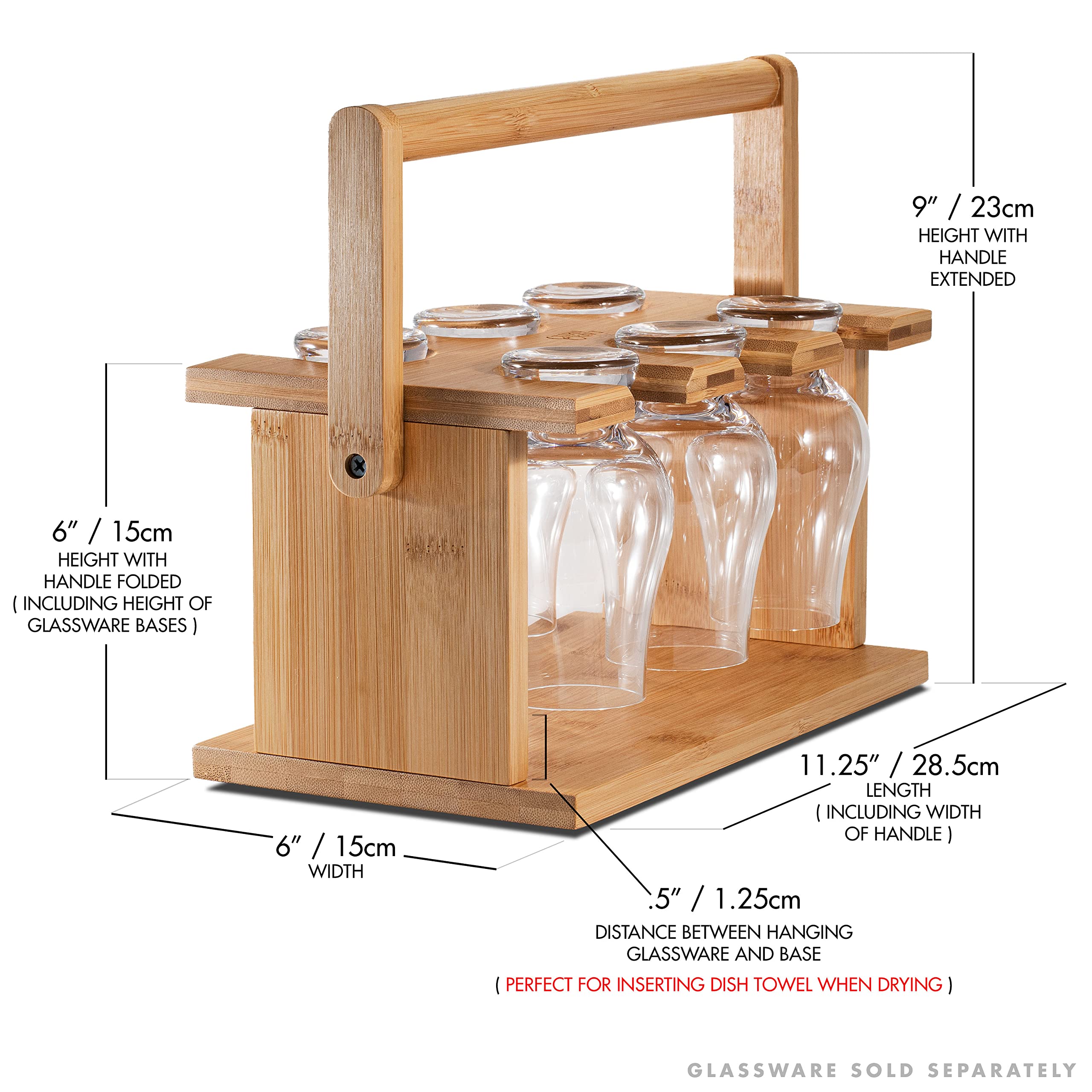 CairnCaddy Bamboo Whiskey Glass Holder - Carrier and Drying Rack for Whisky Tasting Glassware