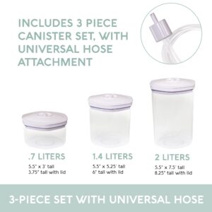 Avid Armor Vacuum Food Containers 3 Piece Set for Home Kitchen, Coffee Drinkers, Pasta Lovers Keep Your Food Fresh Cannister Sizes: 2L, 1.4L, and 0.7L Complete with Accessory Hose. BPA Free.