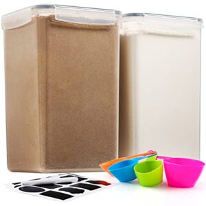 2 Pack Extra Large Airtight Food Storage Containers - 6.5L / 220 Oz BPA Free Clear Plastic Kitchen and Pantry Organization for Flour, Sugar, Rice & Baking Supply - Labels, Marker & Spoon Set