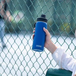 koodee Water Bottle -16 oz Stainless Steel Double Wall Vacuum Insulated Water Bottle for School Wide Mouth Spotrs Flask with Leakproof Spout Lid (Navy)