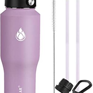 SENDESTAR Water Bottle 32oz-64 oz,2 Lids(Straw lid),Wide Mouth Stainless Steel Vacuum Insulated Double Wall Keep Liquids Cold or Hot All Day,Sweat Proof Sport Design (32 oz, 32oz-Lilac)