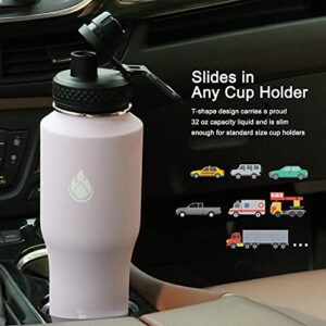 SENDESTAR Water Bottle 32oz-64 oz,2 Lids(Straw lid),Wide Mouth Stainless Steel Vacuum Insulated Double Wall Keep Liquids Cold or Hot All Day,Sweat Proof Sport Design (32 oz, 32oz-Lilac)