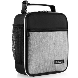 lunch box insulated lunch bag - durable small lunch bag reusable adults tote bag lunch box for adult men women (black with gray)