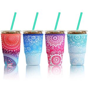 patelai 4 pieces reusable coffee sleeve cup insulator for cold drinks beverages and holder for most coffee