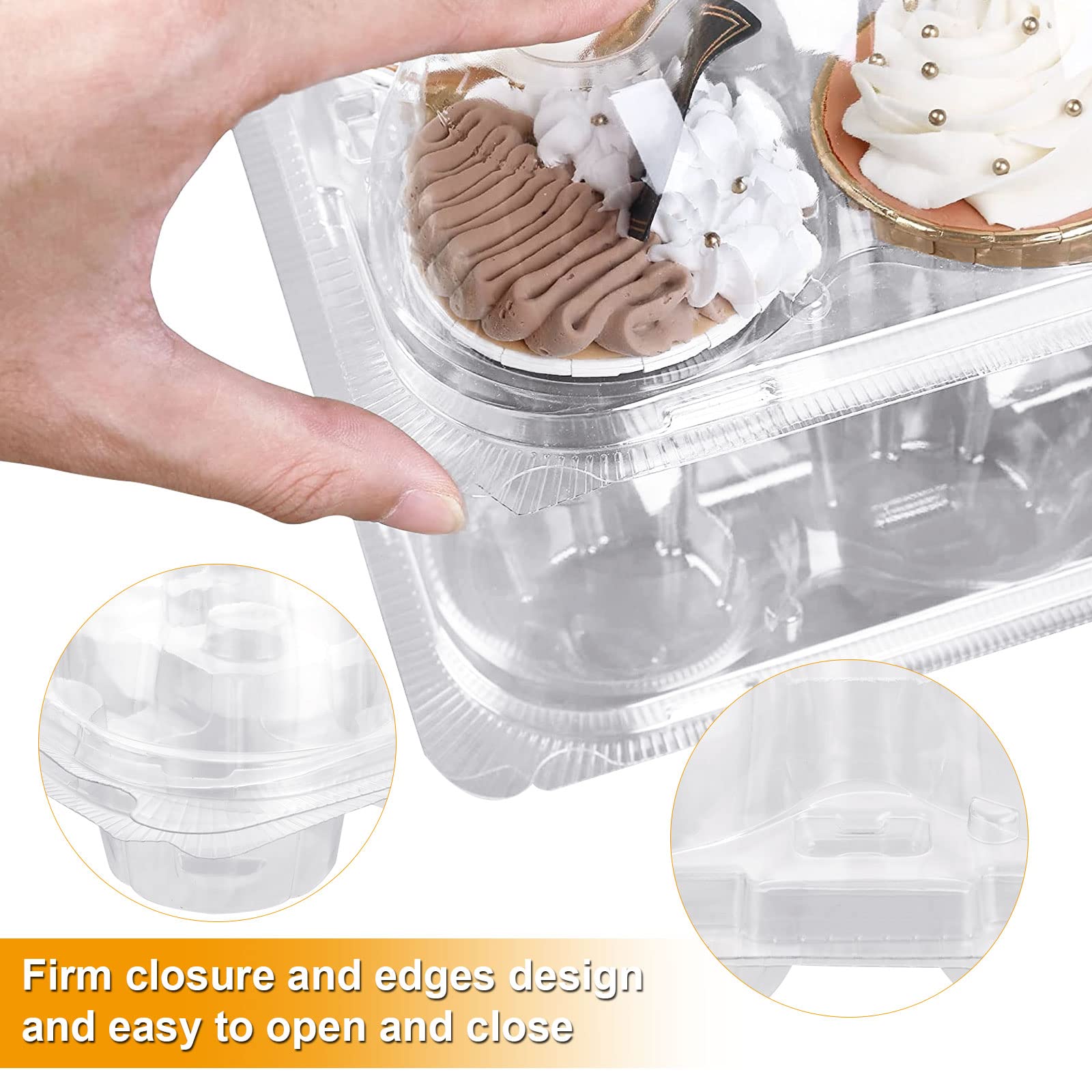 (12 Count x 12 Pack) Cupcake Containers 12 Count Cupcake Boxes Plastic Cupcake Carrier Cupcake Holders for 12 Cupcakes Clear Plastic Disposable Cupcake Container with High Tall Dome Lid Cupcake Trays