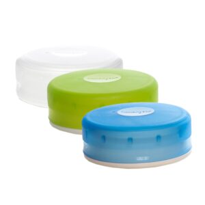 humangear gotubb | hard container | easy open | food-safe material, clear/green/blue, medium