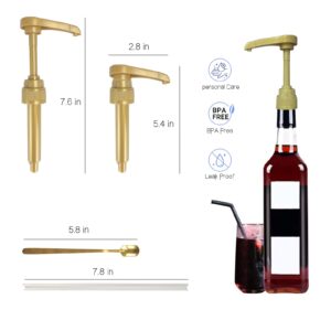 Coffee Syrup Pumps,8 Pack Gold Pumps for Coffee Syrup Bottle,Fits 750 mL Coffee Syrup Pump Dispenser,Great for Home Coffee Bar Drinking Tea Cocktails(Free Spoons)