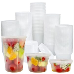 yehtrum deli containers with lids, [80 set] plastic food storage containers with lids 8oz, 6oz, 32oz freezer storage containers bpa free leakproof stackable, microwave | dishwasher | freezer safe