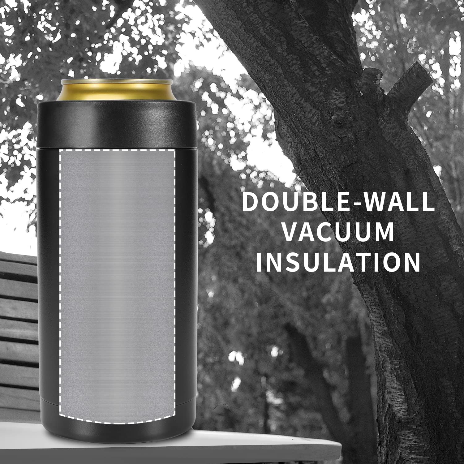 OJOJ Insulated 16oz Can Cooler Double Walled Insulated Can Cooler Stainless Steel Can Holder for Beer