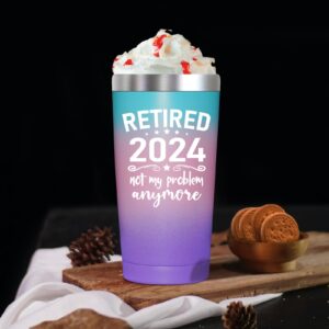 SpenMeta Retired 2024 Not My Problem Anymore - Retirement Gifts for Women 2024 - Funny Retired Gifts for Females, Nurse, Coworker - 20oz Insulated Tumbler