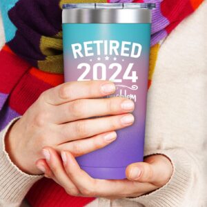 SpenMeta Retired 2024 Not My Problem Anymore - Retirement Gifts for Women 2024 - Funny Retired Gifts for Females, Nurse, Coworker - 20oz Insulated Tumbler