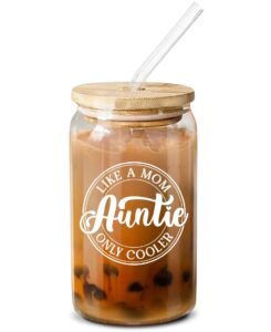 neweleven mothers day gifts for aunt from niece, nephew - cool gifts for aunt, new aunt, auntie, sister - aunt birthday gift, aunt announcement, promoted to aunt, best aunt ever - 16 oz coffee glass