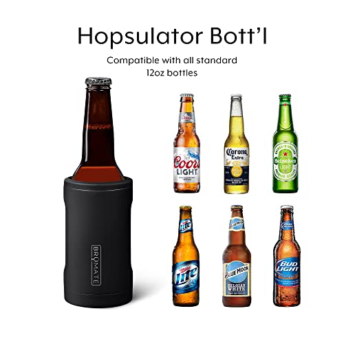 BrüMate Hopsulator Bott'l Insulated Bottle Cooler for Standard 12oz Glass Bottles | Glass Bottle Insulated Stainless Steel Drink Holder for Beer and Soda (Stainless)