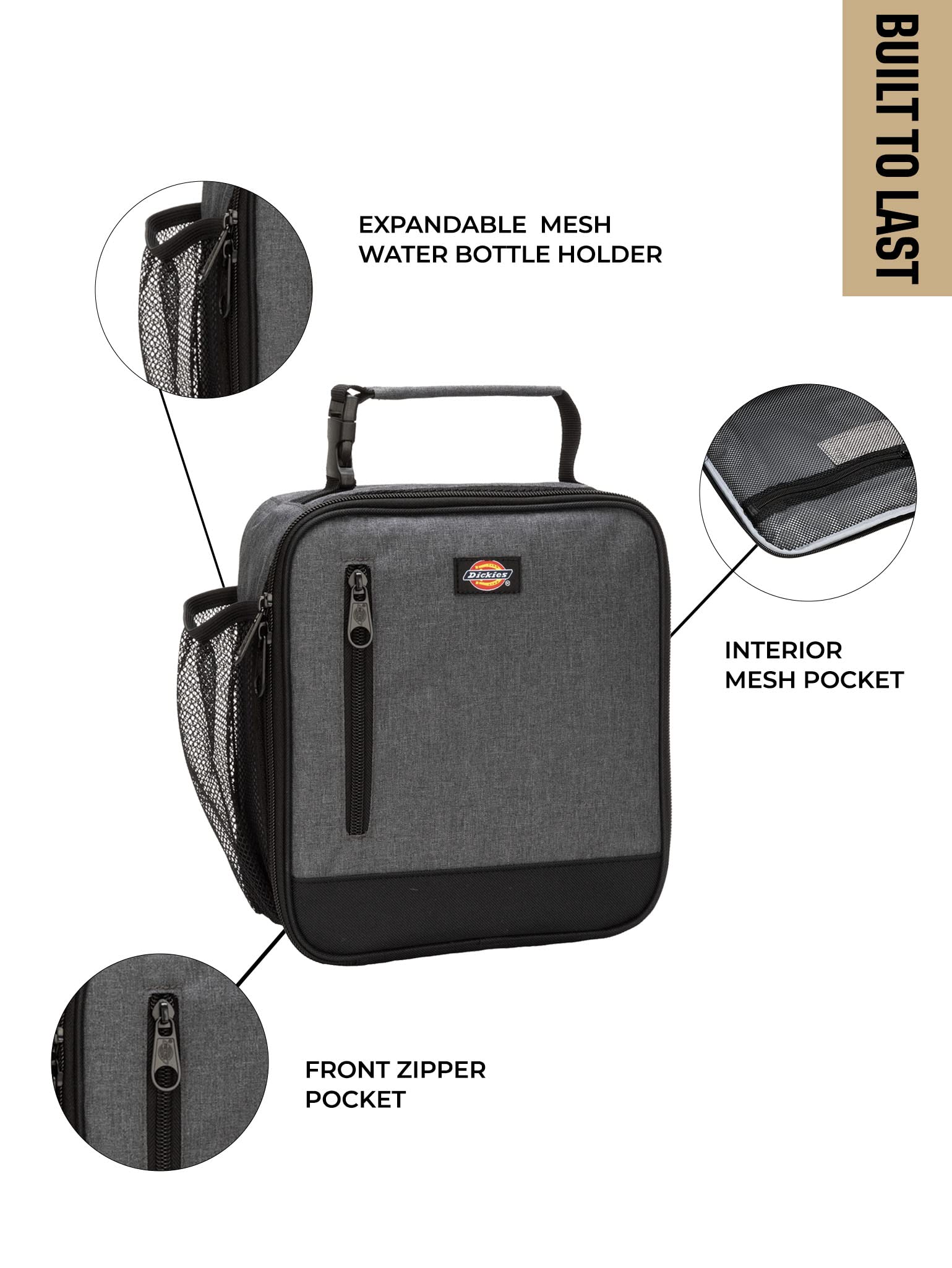 Dickies Basic Insulated Lunch Bag for Work, Thermal Reusable Office Lunch Box for Men, Women (Dark Charcoal)