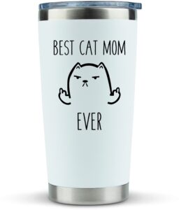 klubi cat mom gifts for women - travel mugs/tumbler - 20oz mug for coffee/tea-funny gifts for cat themed things, lovers, crazy cat lady gift