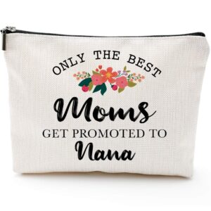 blue leaves grandma mothers day gifts-only the best moms get promoted to nana-gifts for grandma, grandma birthday gifts from grandchild, unique grandma's makeup bag 1