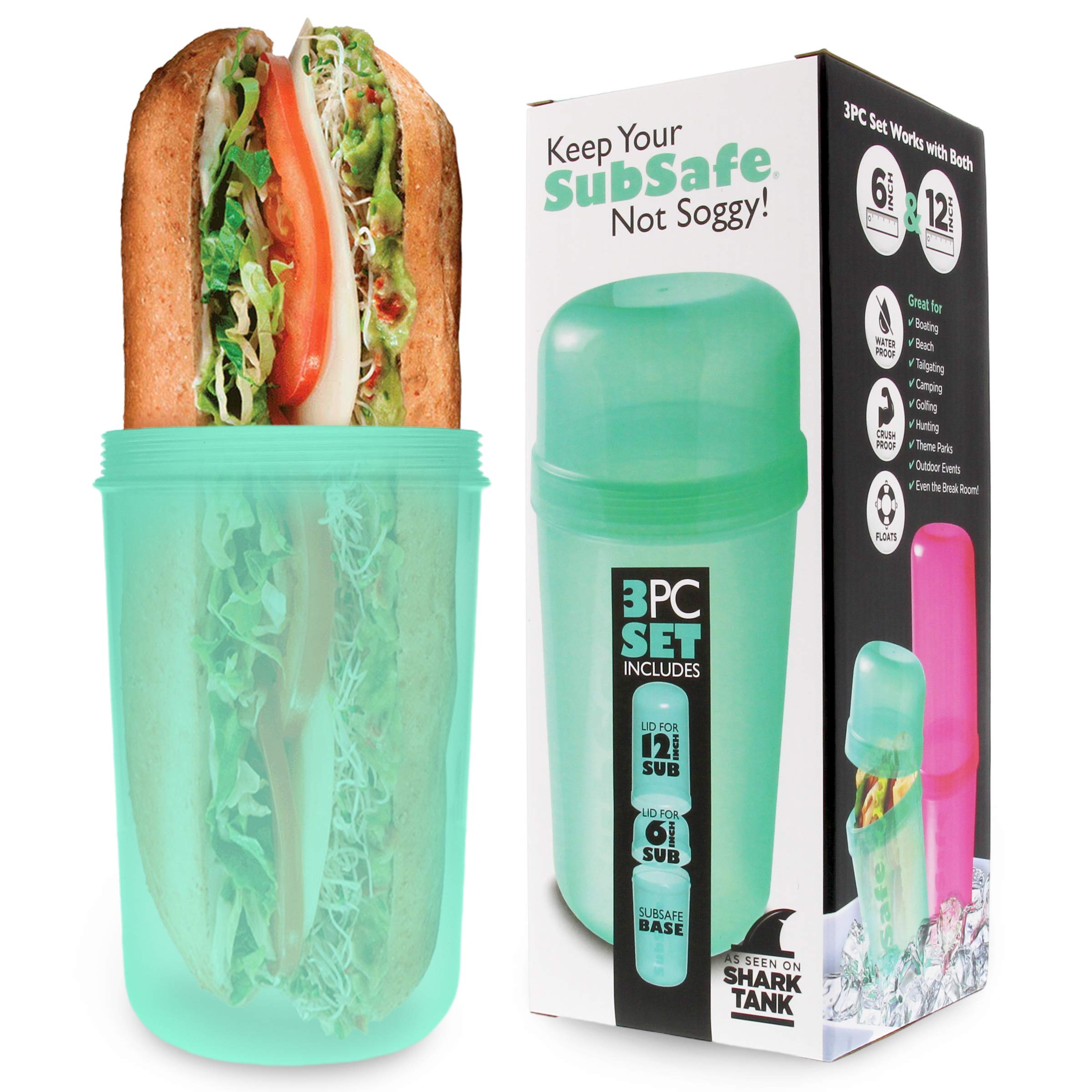 SubSafe Sub Sandwich Container – This Reusable Sandwich Container Keeps Your Sub Safe, Not Soggy – Ideal Boating Accessories and Cooler Accessories – As Seen On Shark Tank, Makes a Great Gift