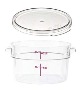 cambro rfscw2135 camwear 2-quart clear round food storage container with cambro rfscwc2135 clear round lid