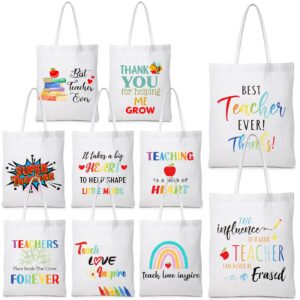 chunful 10 pack teacher tote bags bulk inspirational gifts for women christmas teacher appreciation gift rainbow bags(cute)