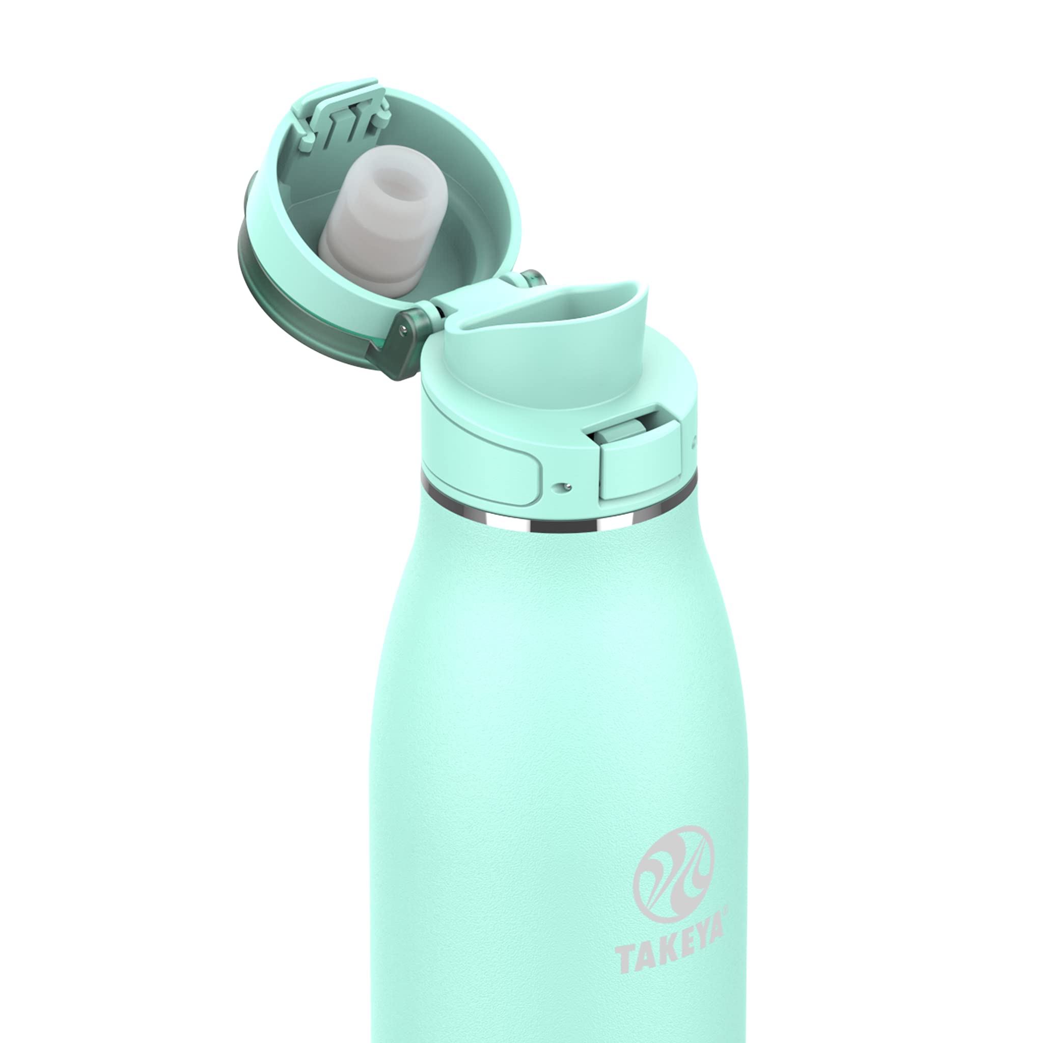 Takeya 885395525075 Traveler Insulated Stainless Steel Bottle, Flip Cap Aqua 25oz