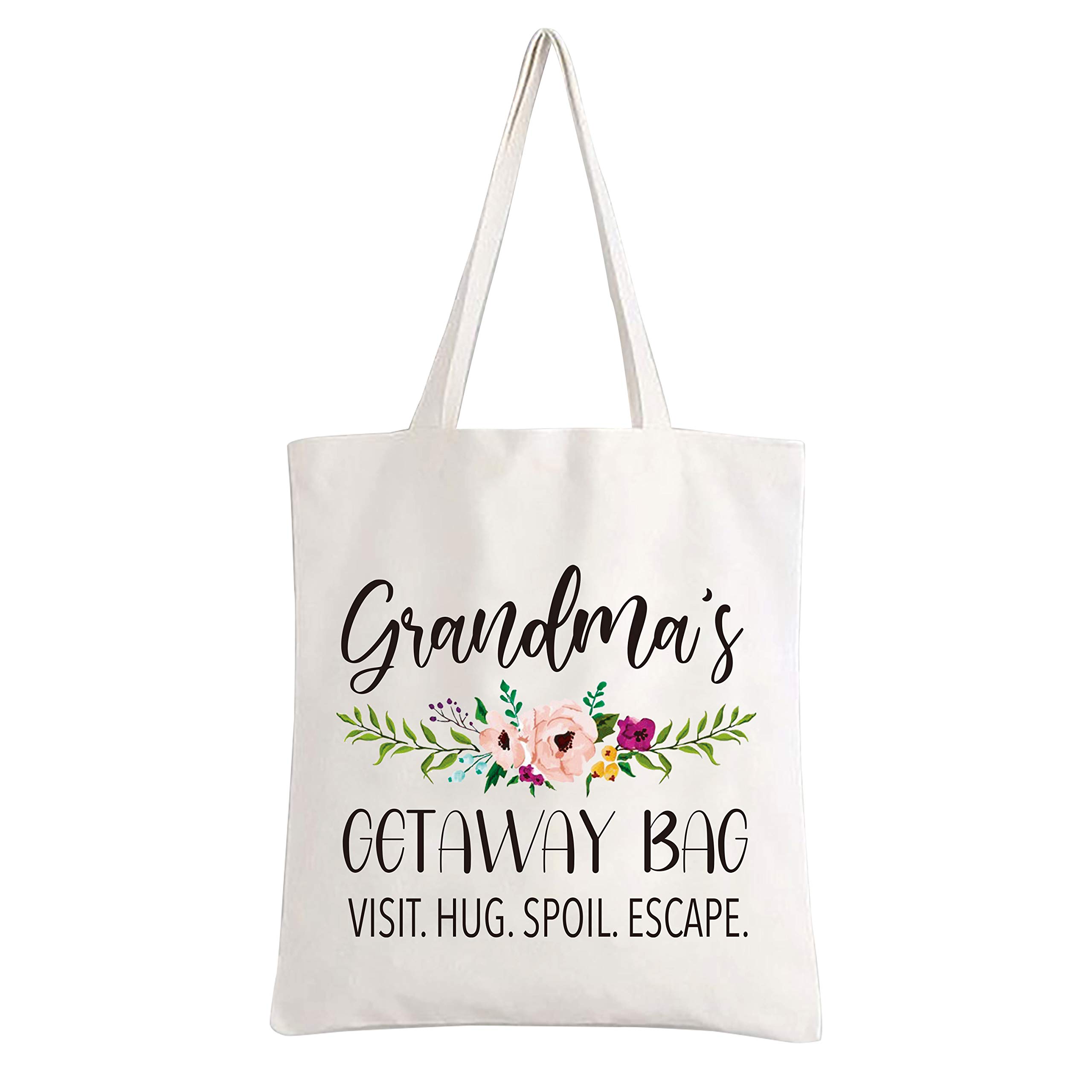 Myakako YouFangworkshop Grandma's Gift from Granddaughter or Grandson, Reusable Cotton Canvas Tote Bag, Grandma's Getaway Bag for Grandmother Mother's Day Christmas Birthday Gift