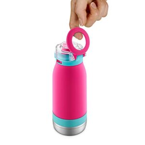 Ello Emma Vacuum Insulated Stainless Steel Water Bottle with Locking Leak Proof Lid and Soft Straw, BPA Free, Tropical Pink, 14oz