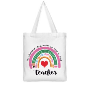 homlouue teacher gifts for women teacher appreciation gifts teacher tote bag canvas teacher bag rainbow bag for teacher graduation birthday thanksgiving christmas