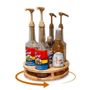 sonkonia coffee syrup organizer rack, 7 bottles capacity rotating coffee bar organizer, space-efficient syrup holder, with anti-slip design, ideal for countertop, coffee bar, brunch essentials